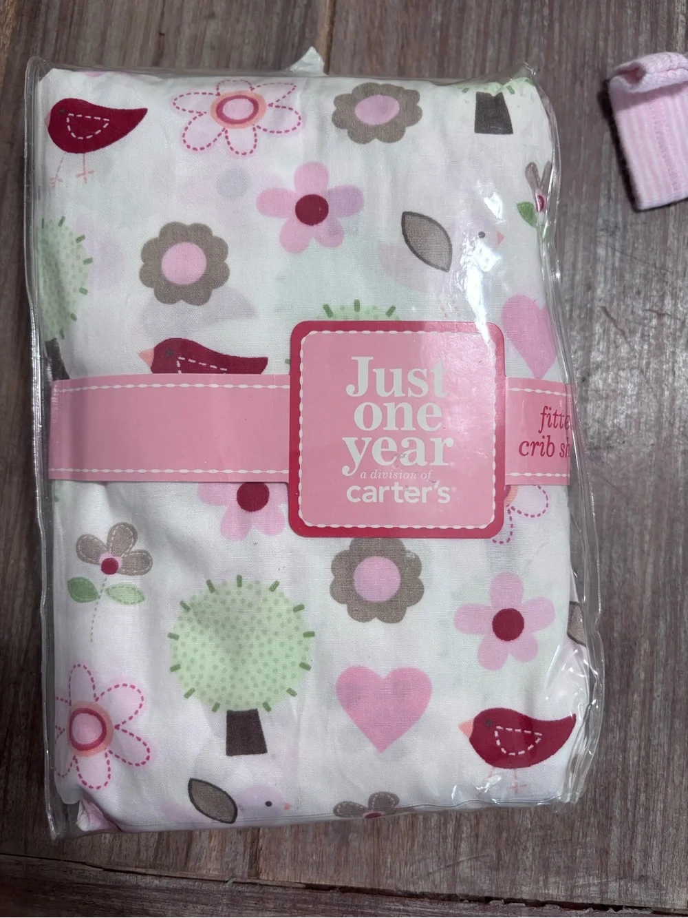 Carter's Pink Floral & Bird Crib Sheet